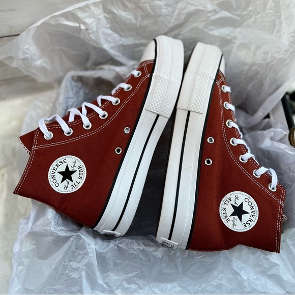 NEW Converse Womens Size 9 Chuck Taylor All Star Platform High Brick Red Shoe - Picture 7 of 9